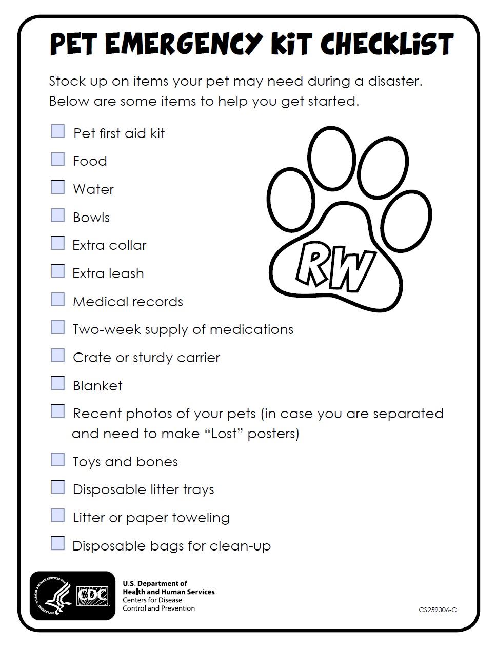 pet emergency kit checklist