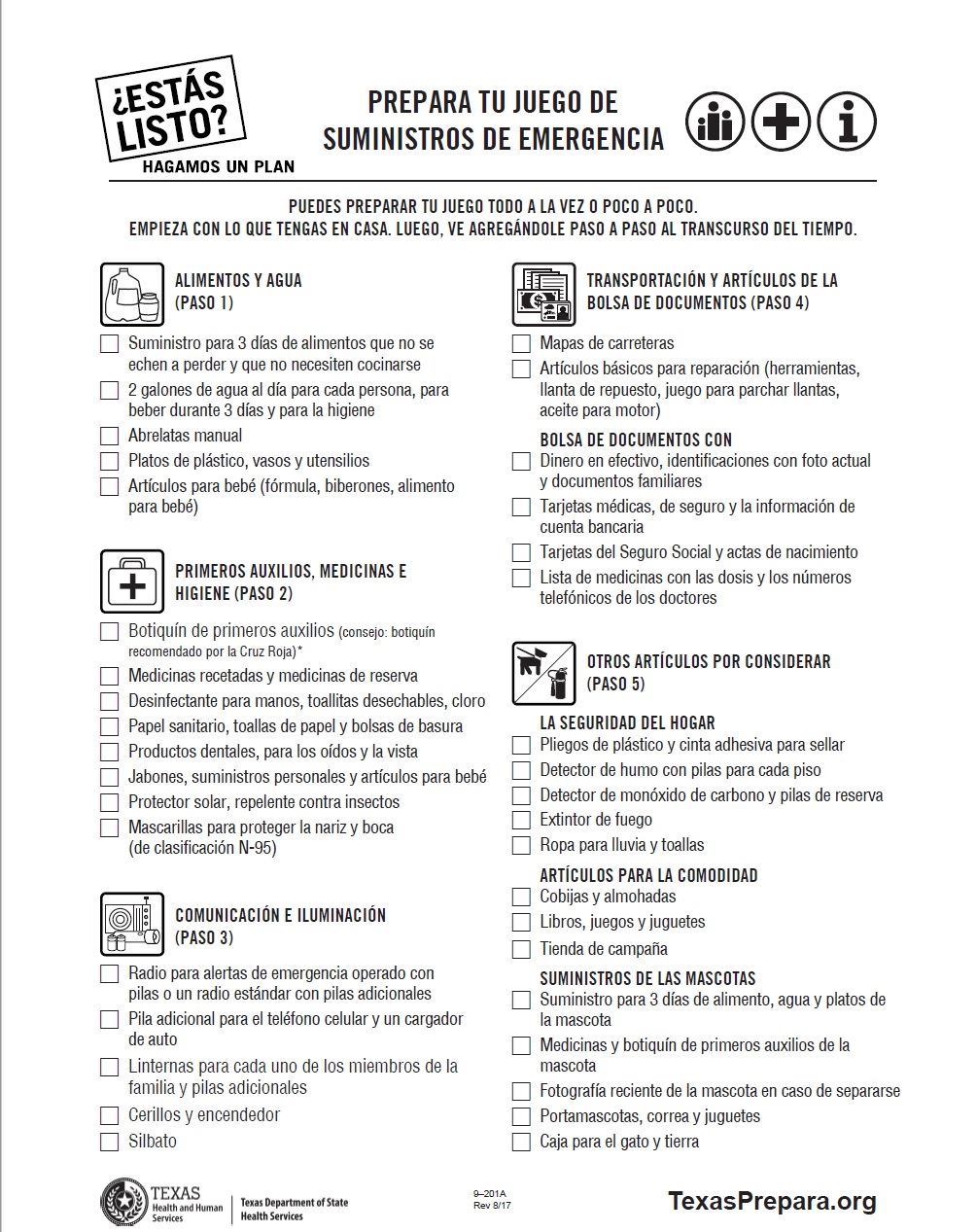 disaster kit spanish